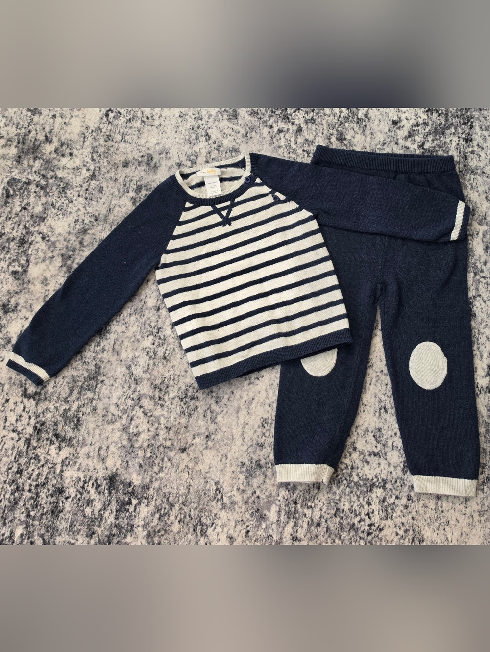 Baby Size 18M  Knit Sweater Set Unisex Navy Striped
